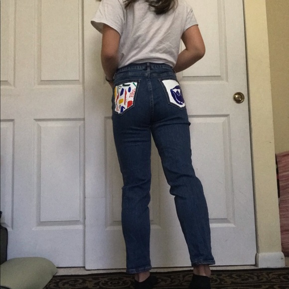 Hand painted Matisse inspired mom jeans - Picture 3 of 5